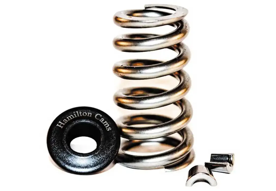 Hamilton Cams 165 lb. valve spring, valve spring retainers, valve spring lock