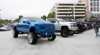 Diesel trucks on display at the 2022 SEMA Show