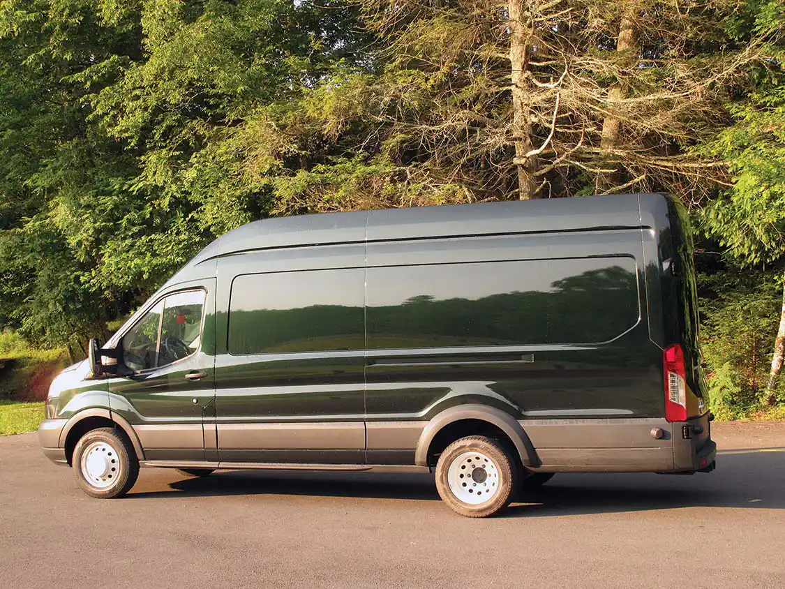Like the E-van, the Transit doesn’t have side doors on the driver’s side. Of course, that’s normal in our right-hand-drive system here in the USA. 