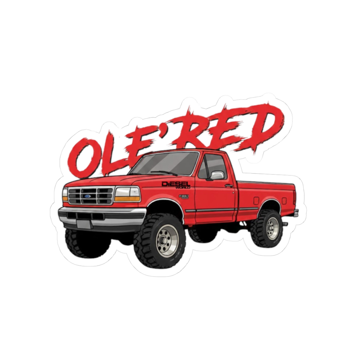 Diesel World Ole' Red Kiss Cut Sticker