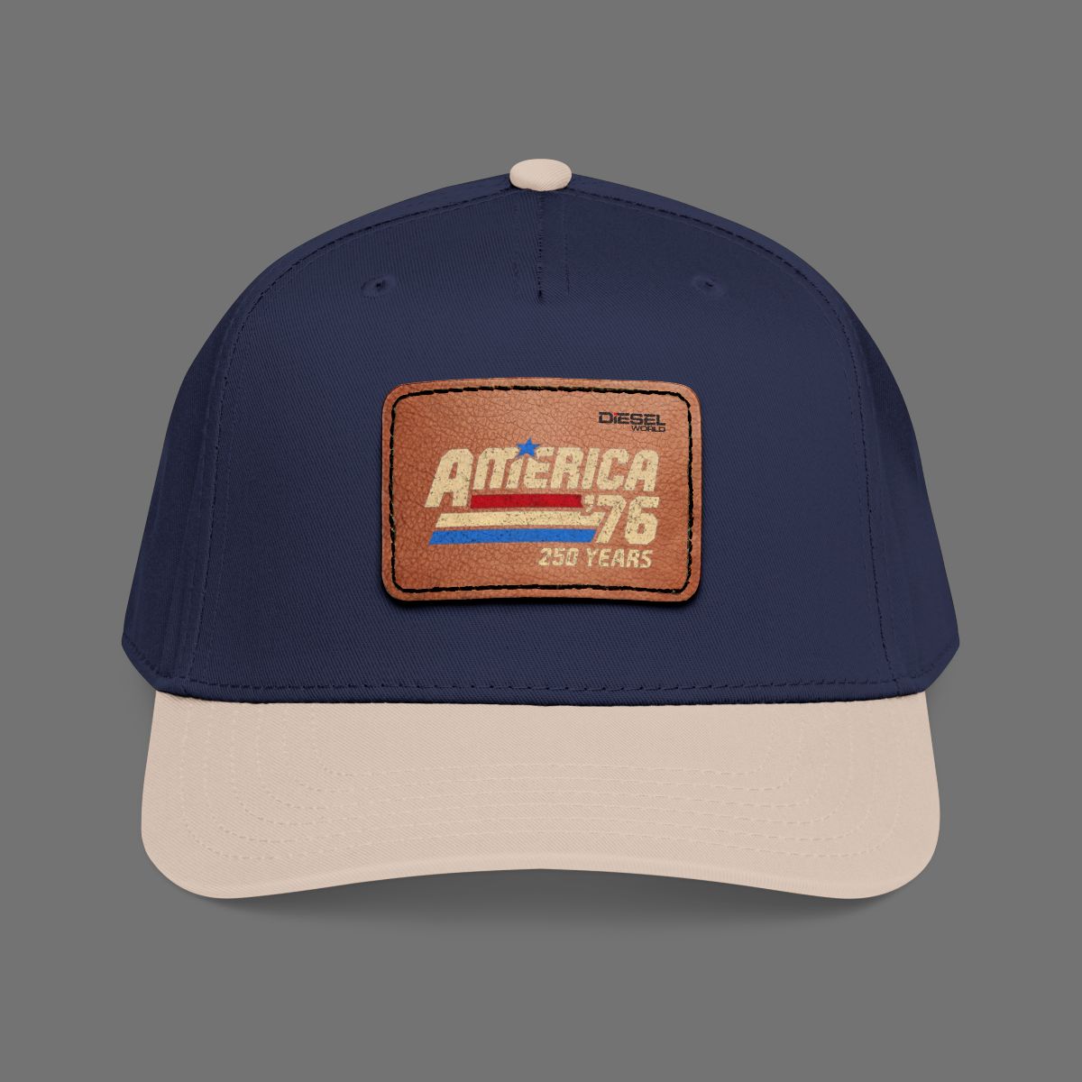 Diesel World America 76 Leather Patch Baseball Cap