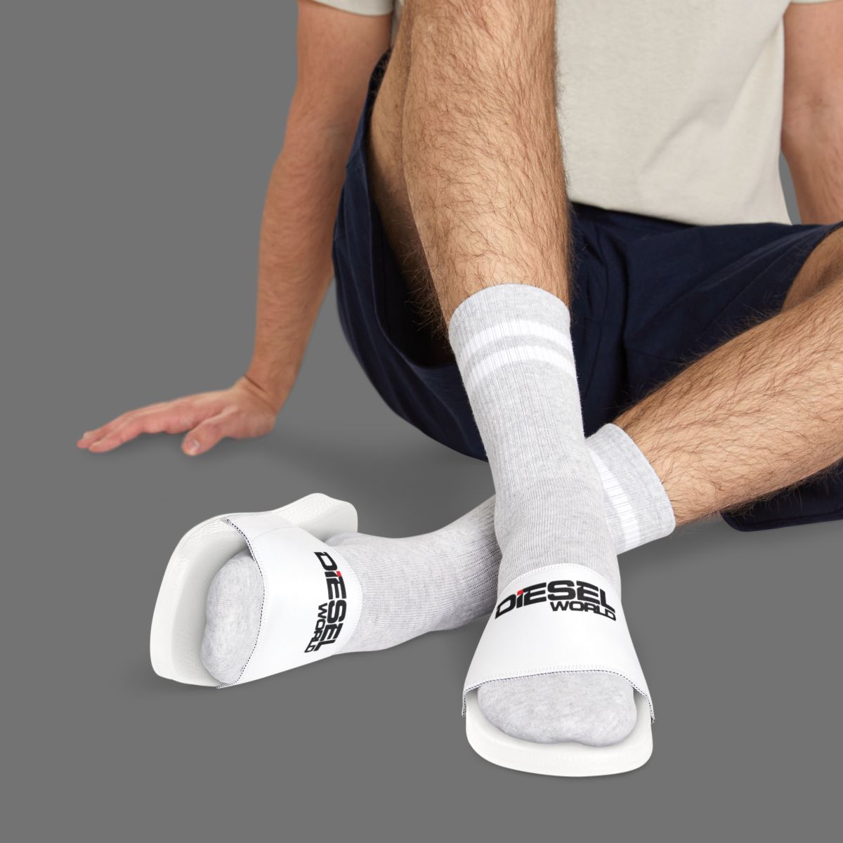 Diesel World White Adjustable Strap Sandals