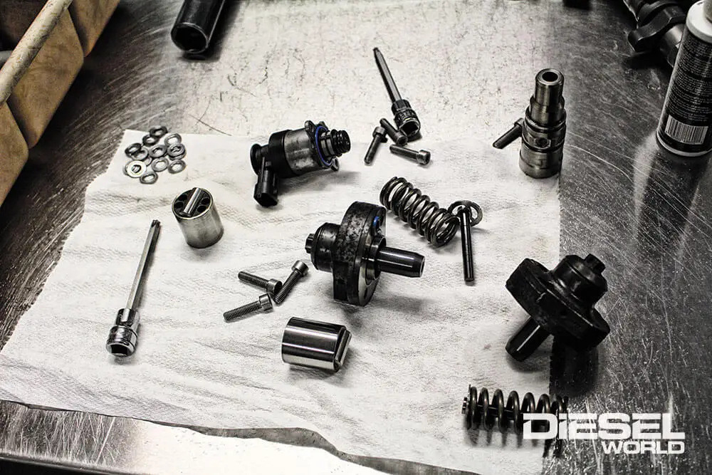 Bosch CP4.2 piston and roller tappet assemblies, piston springs, plungers, heads, and volume control valve